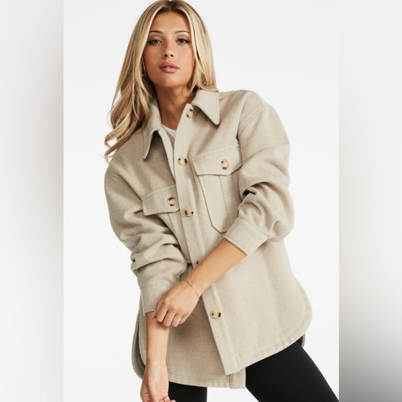 JustFab Jackets & Blazers - Just fab Wool Blend Boyfriend Shacket NWT MEDIUM